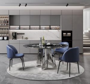 Elegant Round Marble Dining Table Set