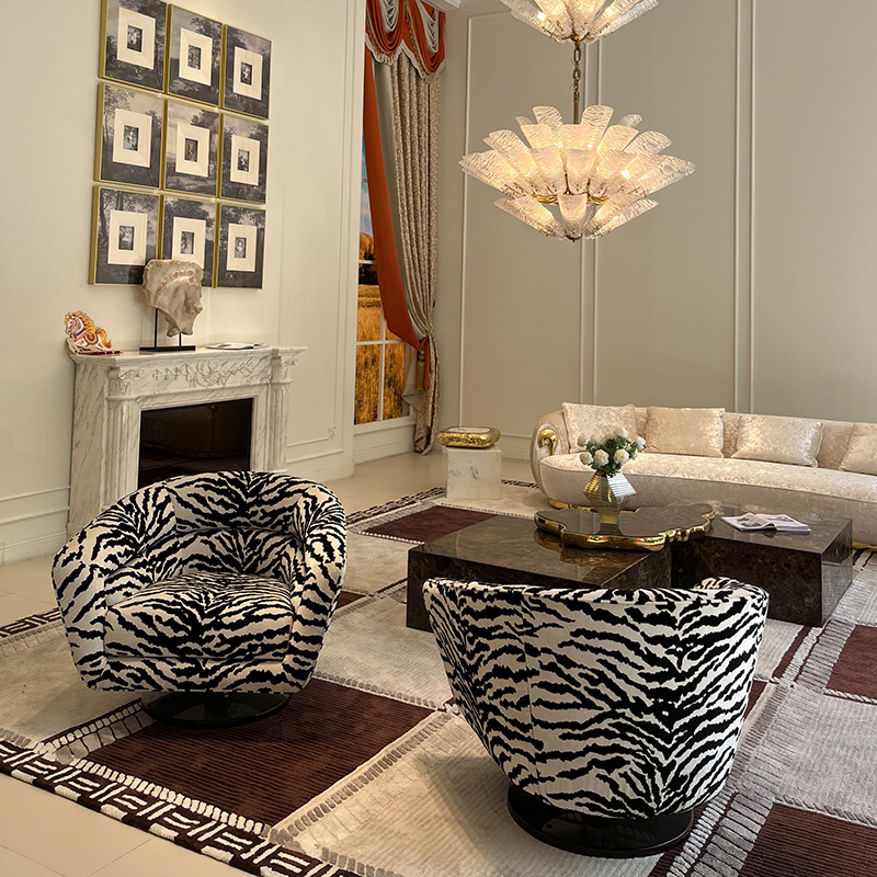 Italian Style Zebra Pattern Accent Chair