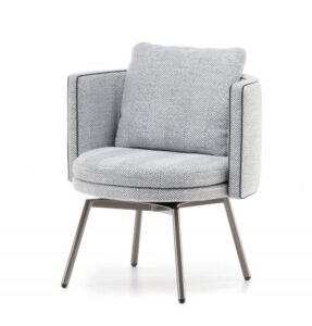 Modern Light Grey Fabric Accent Chair with Metal Legs (2)
