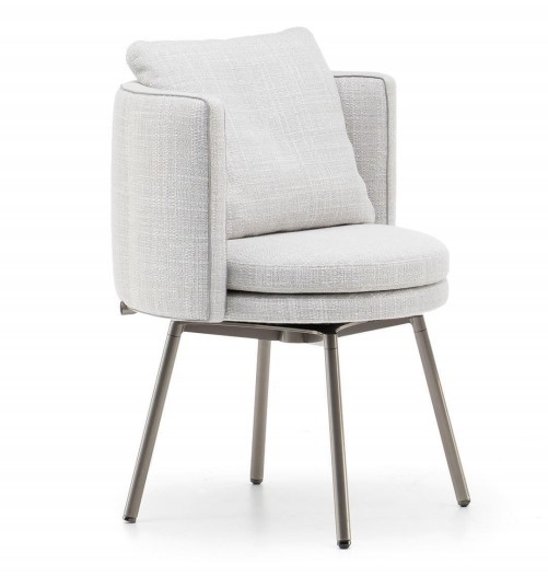 Modern Light Grey Fabric Accent Chair with Metal Legs