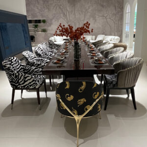 Premium Long Dining Table with Upholstered Chairs